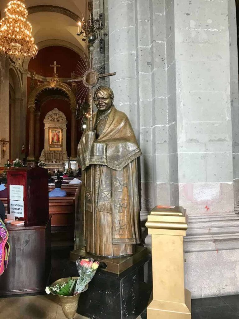 Guadalupe old basilica JPII statue on pilgrimage