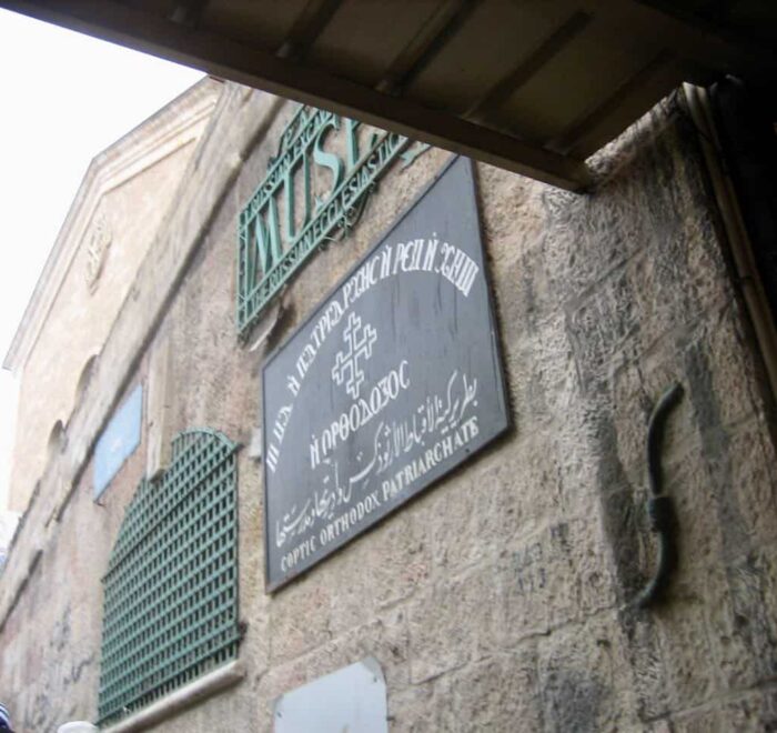 Jerusalem tour sign on holy land pilgrimage tour