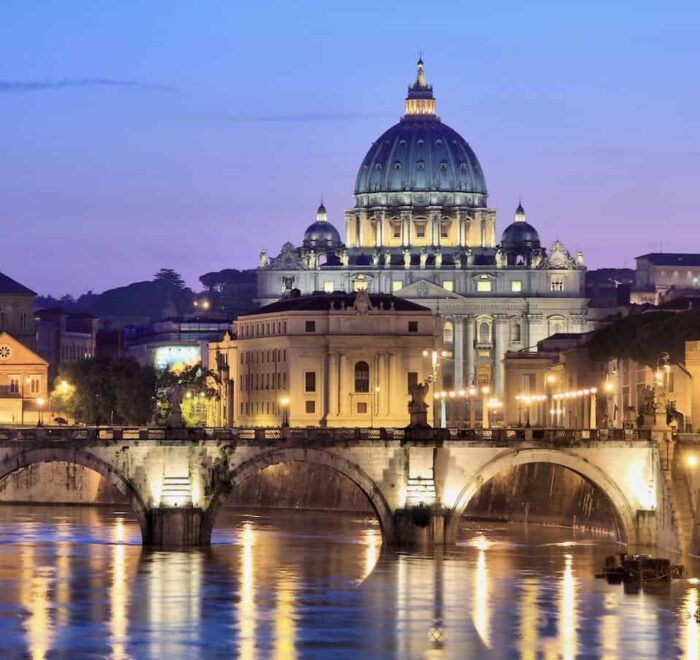 Vatican at night on Rome Pilgrimage