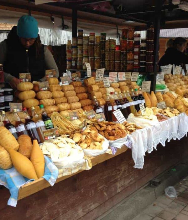 cheese stand in poland pilgrimage tour