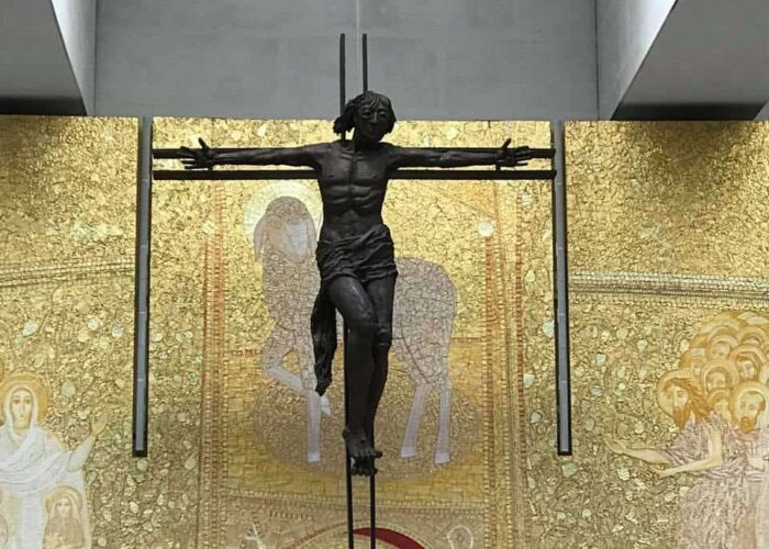 close up of crucifix at fatima portugal pilgrimage tour