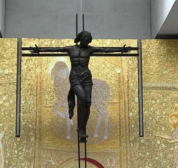 close up of crucifix at fatima portugal pilgrimage tour