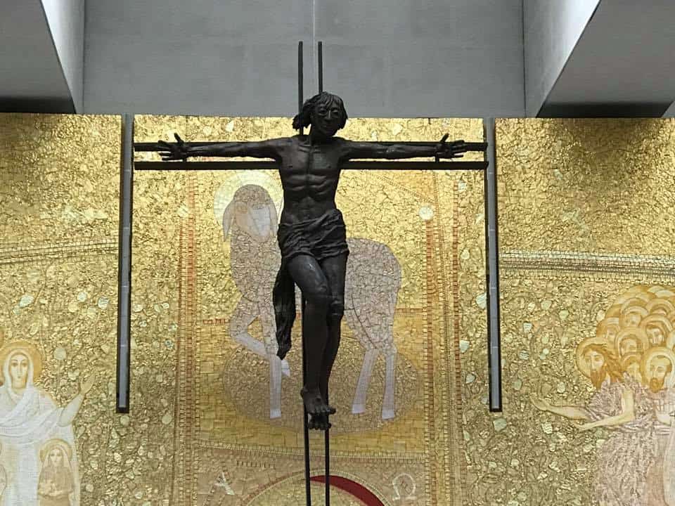 close up of crucifix at fatima portugal pilgrimage tour