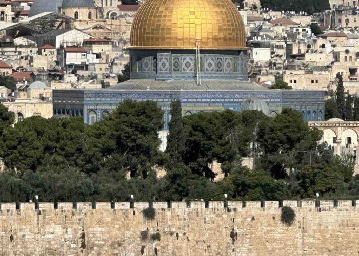 dome of the rock view from mount of olives holy land pilgrimage