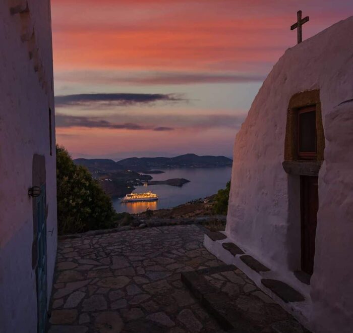 Dusk at Patmos greece pilgrimage tour
