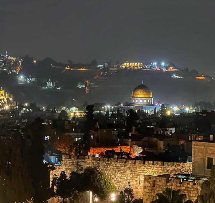 Jerusalem at night on holy land pilgrimage tour