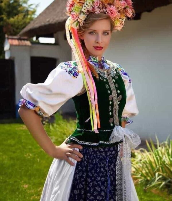 polish woman traditional dress poland pilgrimage tour