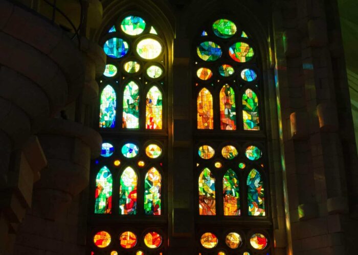 La sagrada familia stained glass window spain pilgrimage tour