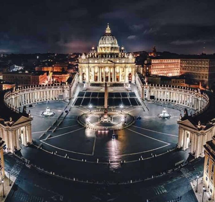 vatican at night rome italy pilgrimage tour