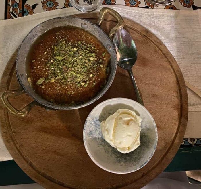 knafeh dessert holy land pilgrimage food
