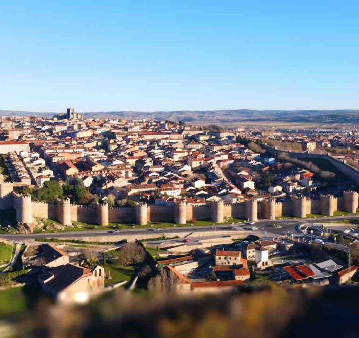 aerial shot of the walls of Avila Spain pilgrimage tour