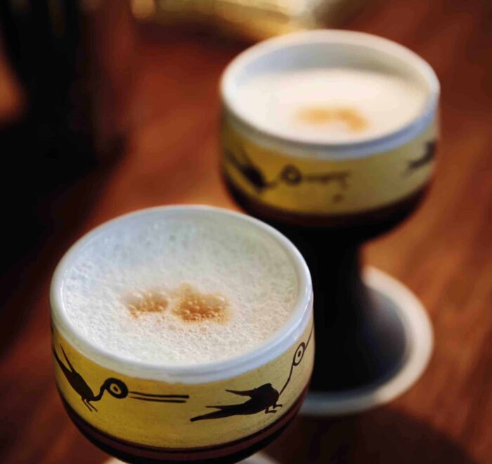 pisco sour on hiram bingham train peru pilgrimage