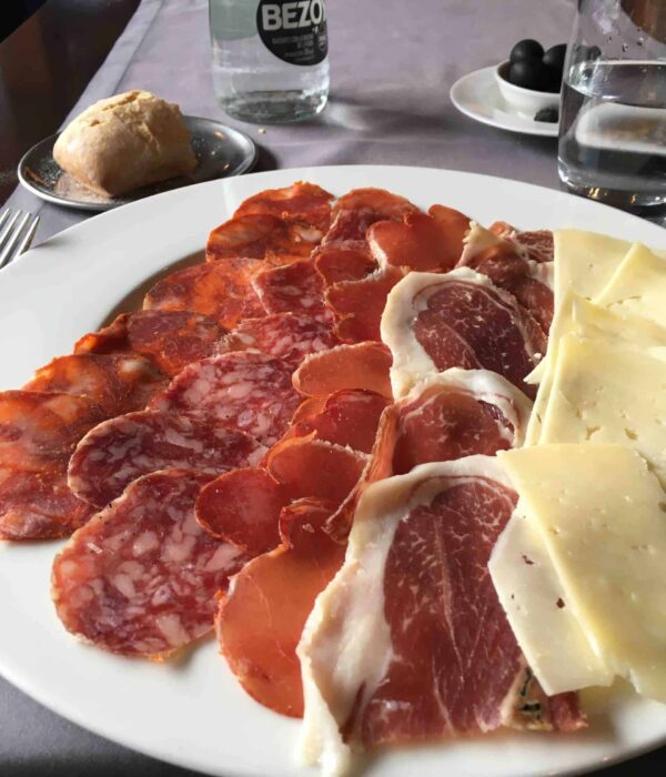 meat and cheese plate madrid food spain pilgrimage tour