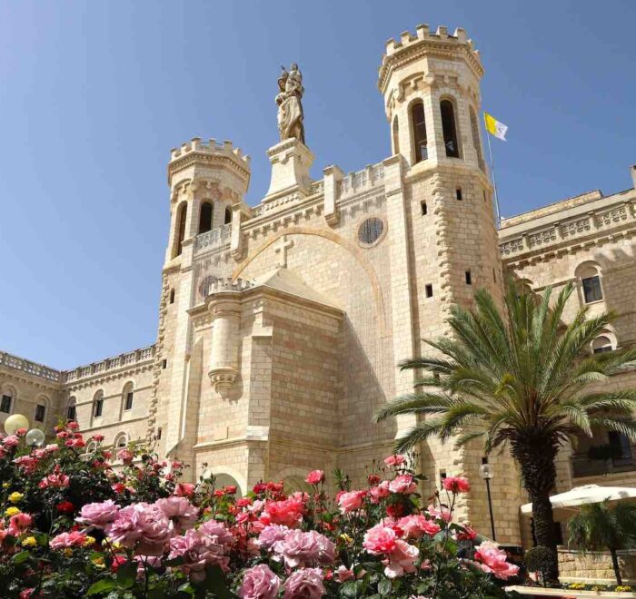 front of the notre dame center in jerusalem