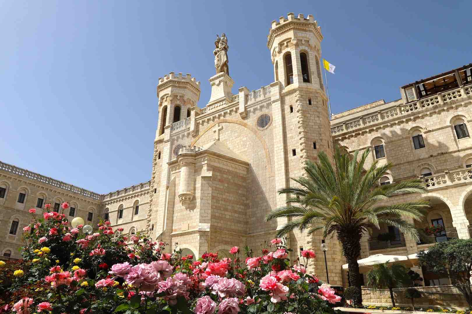 front of the notre dame center in jerusalem