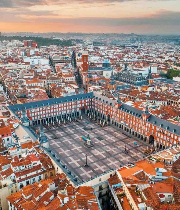 Plaza Mayor aerial madrid spain pilgrimage tour