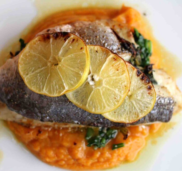 fish entree served at the cheese and wine restaurant