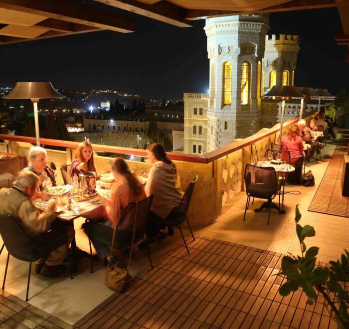 rooftop dining at the notre dame center jerusalem