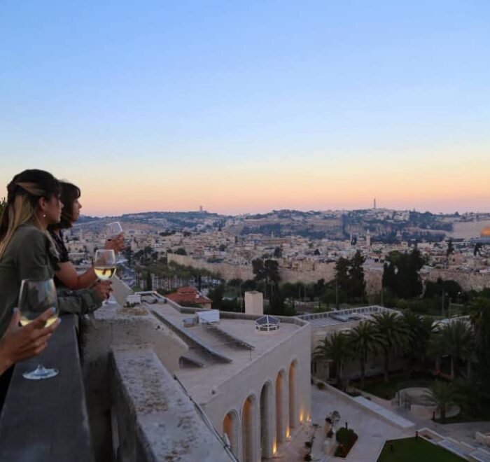view at dusk from the notre dame center jerusalem