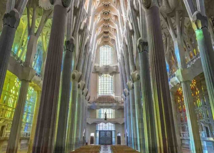 interior of la sagrada familia spain pilgrimage tour
