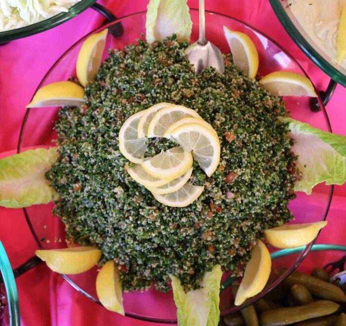 tabouli served at the cheese and wine restaurant notre dame center