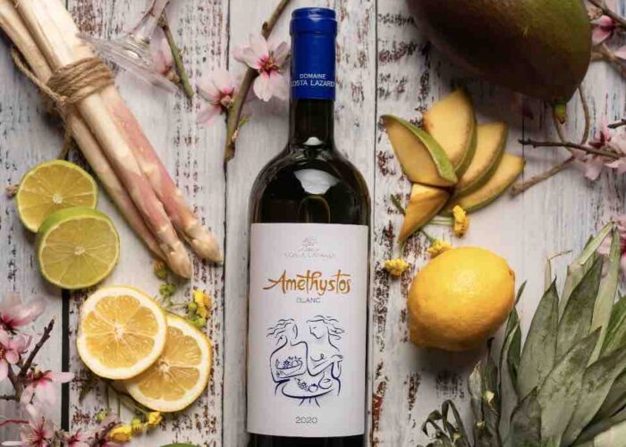 domaine costa lazaridi bottle of wine pilgrimage