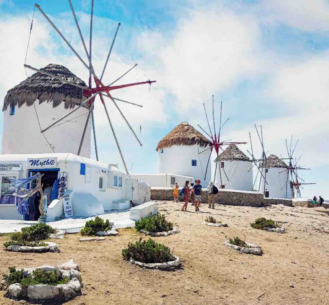 windmills in mykonos greece pilgrimage